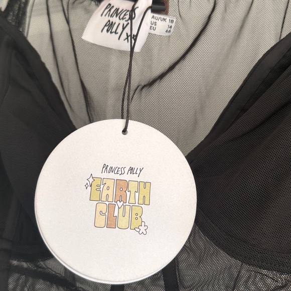 NWT PRINCESS POLLY Maranta Black Sheer Mesh Long Sleeve Crop Top 14 - Picture 5 of 8